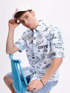 Kook N Keech Printed Drop-Shoulder Sleeves Pure Cotton Oversized Casual Shirt