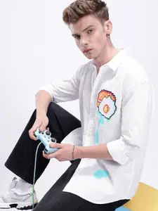 Kook N Keech Pure Cotton Graphic Printed Drop-Shoulder Sleeves Oversized Casual Shirt