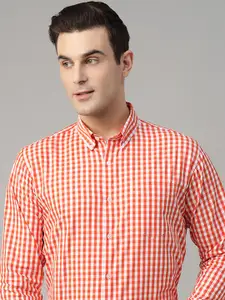 Hancock Men Standard Slim Fit Gingham Checks Opaque Checked Formal Shirt