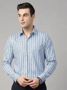 Hancock Men Standard Slim Fit Opaque Striped Formal Shirt