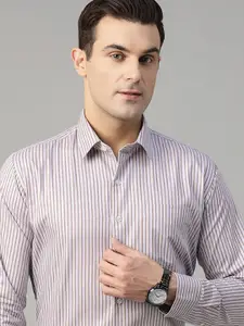 Hancock Men Standard Slim Fit Opaque Striped Formal Shirt