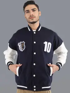HRX by Hrithik Roshan Men Colourblocked Stand-Collar Oversized Varsity Jacket