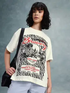 The Roadster Life Co. Oversized Fit Printed T-shirt