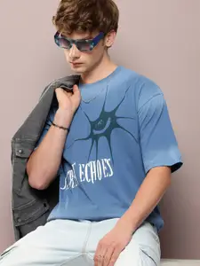 Kook N Keech Men Typography Printed Drop-Shoulder Sleeves Oversized T-shirt