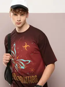 Kook N Keech Graphic Printed Dyed Effect Oversized T-shirt