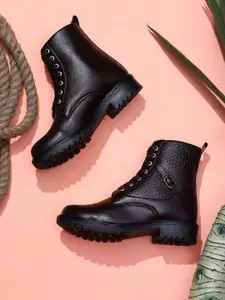TRASE Women Block Heel Lace-Up Regular Boots