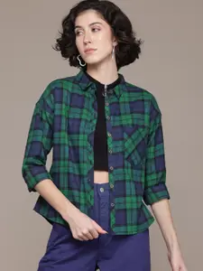 The Roadster Lifestyle Co. Checked Drop Shoulder Sleeve Pure Cotton Casual Shirt