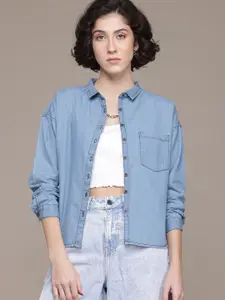 The Roadster Lifestyle Co. Faded Denim Casual Shirt