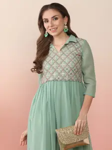 Sangria Sequence Embroidered Anarkali Ethnic Dress