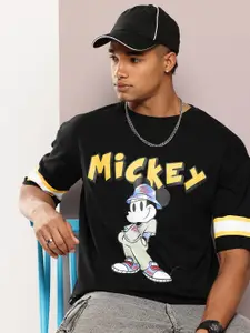 Kook N Keech Mickey Mouse Printed Drop-Shoulder Sleeves Oversized Pure Cotton T-shirt
