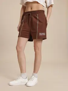 The Roadster Life Co. Women Typography Embroidered Above Knee Shorts