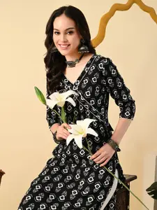 GLOWWORLD Printed V-Neck Kurta