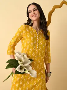 GLOWWORLD Printed Round-Neck Ethnic Straight Kurta
