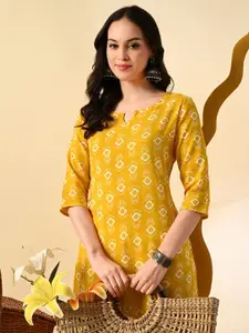 GLOWWORLD Printed Round-Neck Ethnic Straight Kurta