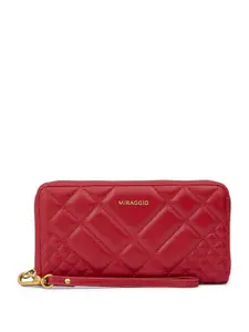 MIRAGGIO Sutton Red Zip Around Wallet With Detachable Wrist Strap