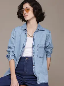 The Roadster Lifestyle Co. Washed Denim Casual Shirt