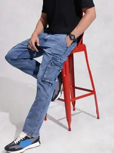 WROGN Men Cargo Anti Fit Heavy Fade Stretchable Jeans