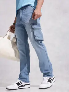 WROGN Men Anti Fit Heavy Fade Stretchable Cargo Style Jeans