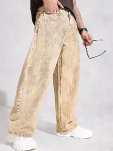 WROGN Men Balloon Fit Mid-Rise Heavy Fade Pure Cotton Jeans