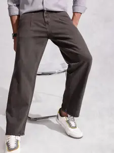 WROGN Men Loose Fit Pleated Pure Cotton Jeans