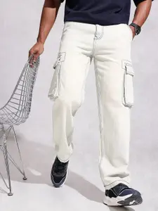 WROGN Men Loose Cargo Fit Heavy Fade Pure Cotton Jeans