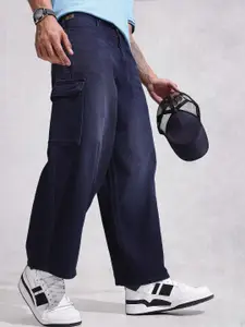 WROGN Men Pure Cotton Baggy Light Fade Cargo Style Jeans