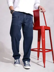 WROGN Men Pure Cotton Loose Pleat Fit Light Fade Stretchable Jeans