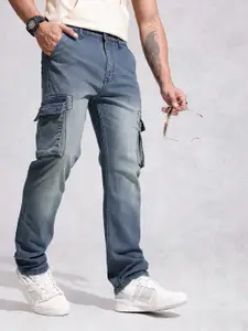 WROGN Men Anti Fit Light Fade Stretchable Cargo Jeans