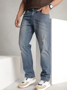 WROGN Men Anti Fit Low Distress Heavy Fade Stretchable Jeans