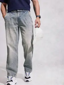 WROGN Men Loose Fit Pleated Heavy Fade Pure Cotton Jeans