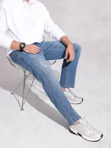 WROGN Men Anti Fit Low Distress Heavy Fade Stretchable Jeans