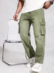 WROGN Men Pure Cotton Loose Light Fade Cargo Jeans