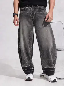 WROGN Men Balloon Fit Mid-Rise Heavy Fade Pure Cotton Jeans