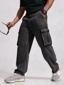 WROGN Men Pure Cotton Loose Fit Light Fade Cargo Jeans