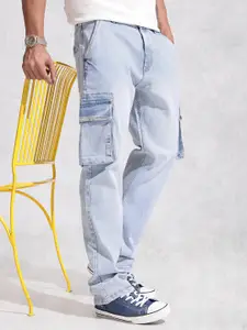 WROGN Men Cargo Anti Fit Mid-Rise Light Fade Stretchable Jeans