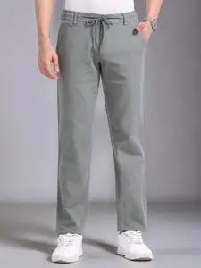 NEVER NEUD Men Relaxed Fancy Linen Trousers