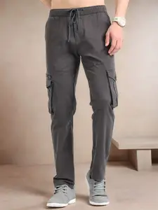 NEVER NEUD Men Relaxed Zipper Utility Cargos Trousers