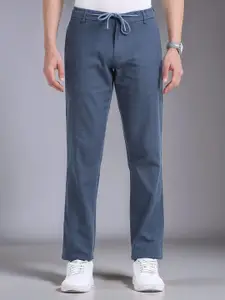NEVER NEUD Men Relaxed Fancy Linen Trousers