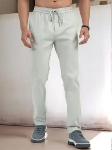 NEVER NEUD Men Relaxed Fit Air Linen Summer Stripes Pants