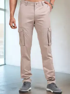 NEVER NEUD Men Relaxed Popcorn Dobby Cargos Trousers