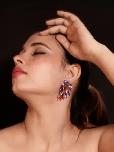 Niscka Gold-Plated Contemporary American Diamond Drop Earrings