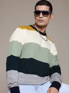 The Roadster Lifestyle Co. Colourblocked Horizontal Striped Pullover