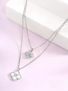 Peora Silver-Plated Cubic Zirconia Studded Necklace