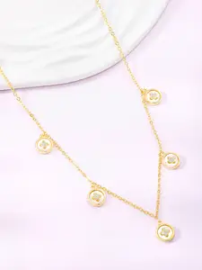 Peora Gold-Plated Cubic Zirconia Stone Studded Necklace