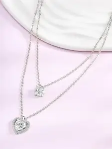 Peora Silver-Plated CZ-Studded Layered Necklace