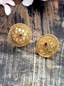 Niscka 24k Gold-Plated Contemporary Stone Studded Studs
