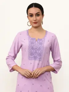 Jaipur Kurti Women Embroidered Keyhole Neck Thread Work Kurta