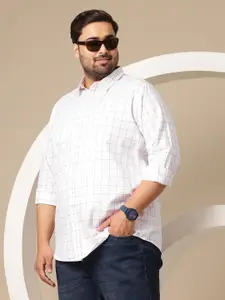 Sztori Plus Size Premium Windowpane Checked Pure Cotton Casual Shirt