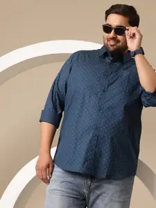 Sztori Plus Size Premium Micro Ditsy Printed Pure Cotton Casual Shirt