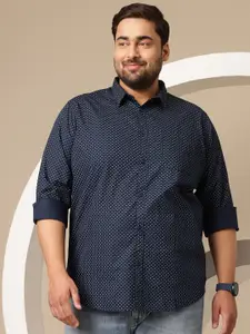 Sztori Plus Size Premium Micro Ditsy Printed Pure Cotton Casual Shirt